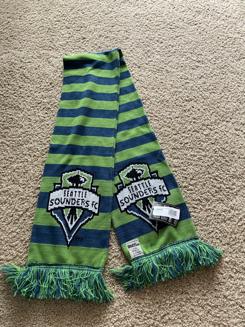 Seattle Sounders FC Blue and Green Striped Scarf